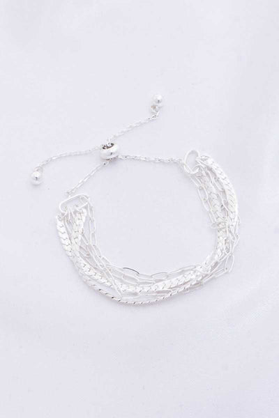 Flat Snake Chain Oval Link Slide Metal Bracelet