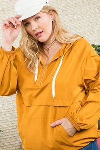 Hood Front Metal Zipper With Front Pocket Windbreaker